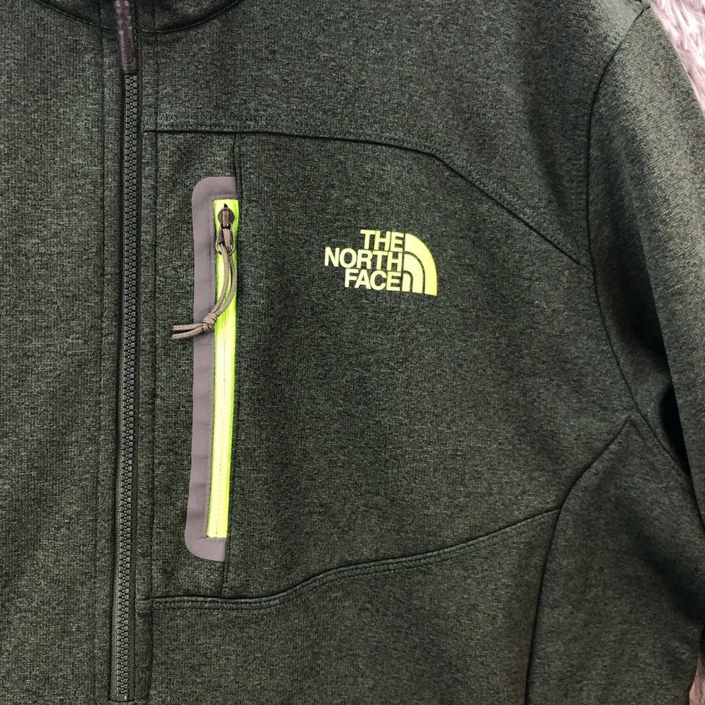 North Face Pullover Mens Large Quarter Zip Fleece Inside Logo Green Zipper